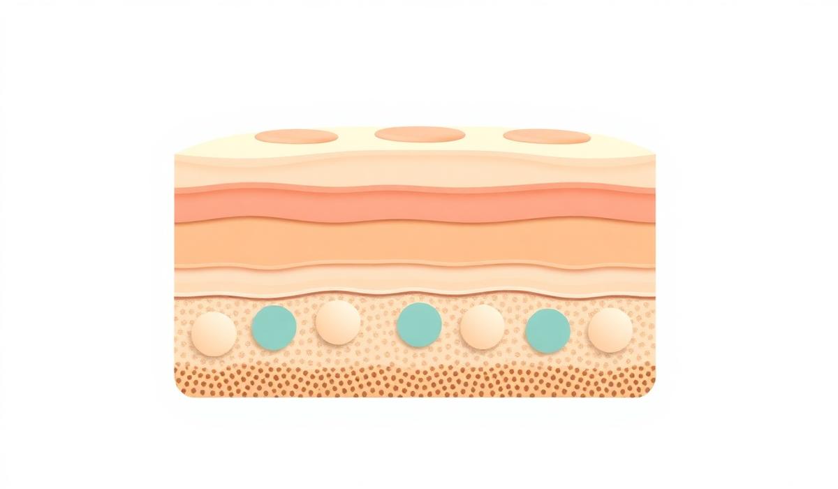 Cross-section illustration of skin layers showing cell renewal and turnover